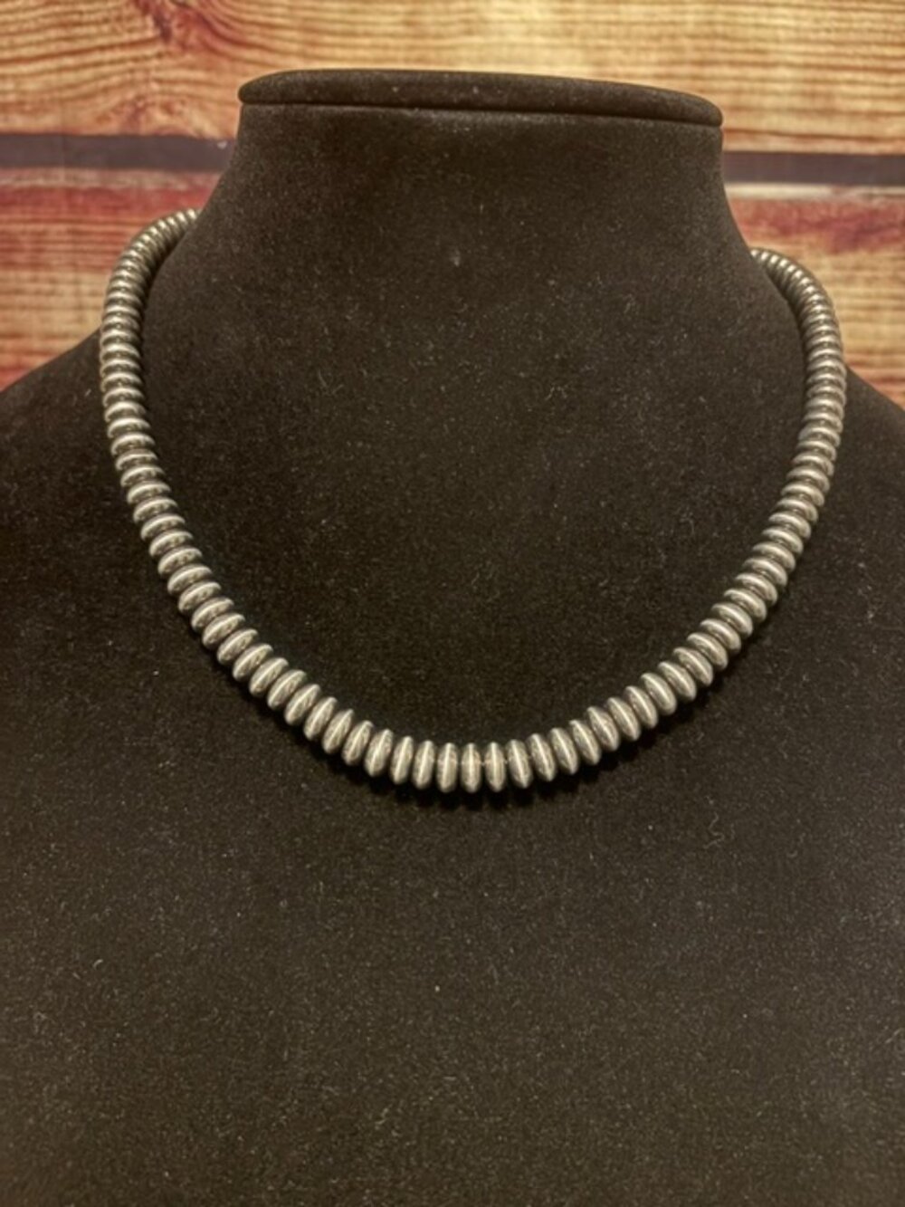 18" Western 8mm Saucer Pearl Necklace, Burnished Silver Tone NWT